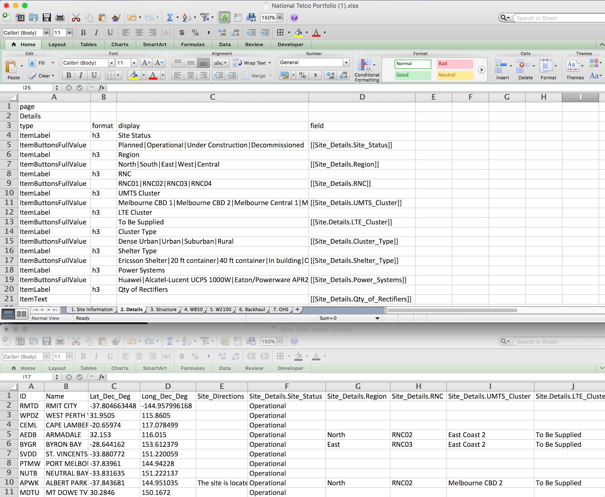 Example portfolio template and data
